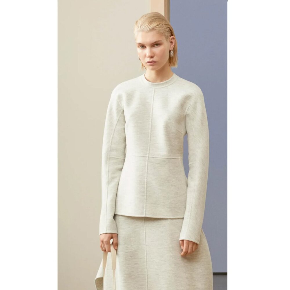 Jil Sander Grey Wool Felt Top, Size 36. Fits a US 4/6